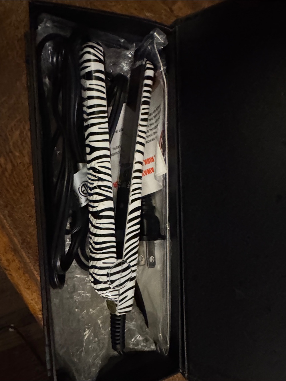 Zebra Pattern Mini Hair Straightener - Black & White